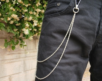 Metal Punk Rock Layered Chain Keychains For Men Women Waist Key Chain Wallet Jeans Hip-hop Pants Belt Chains Jewelry Accessories