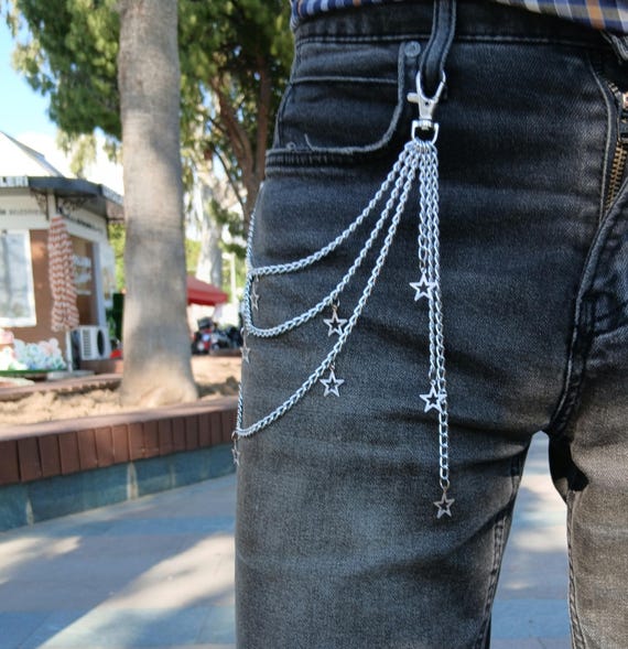 Metal Punk Rock Layered Chain Keychains For Men Women Waist Key Chain Wallet Jeans Hip-hop Pants Belt Chains Jewelry Star Pants Chain