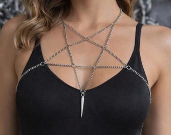 Pentagram Body Chains Rock Metal Punk Goth Accessories !