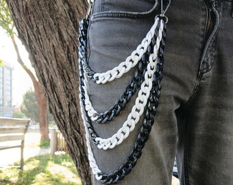 Metal Punk Rock Layered Chain Keychains For Men Women Waist Key Chain Wallet Jeans Hip-hop Pants Belt Chains Jewelry Colourful Pants Chain !