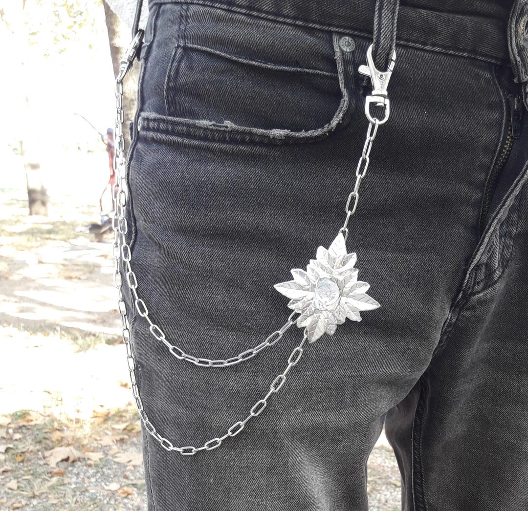 Embroidered Keychains Punk Metal Punk Rock Layered Chain Keychains for Men Women Waist Key Chain ...