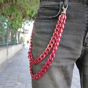 Metall Punk Rock Layered Kette Schlüsselanhänger Für Männer Frauen Taille Schlüsselanhänger Jeans Hip-Hop Hosen Gürtel Ketten Schmuck Rote Hosen Kette !