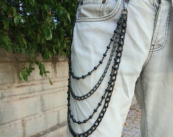 Metal Punk Rock Layered Chain Keychains For Men Women Waist Key Chain Wallet Jeans Hip-hop Pants Belt Chains Jewelry Accessories