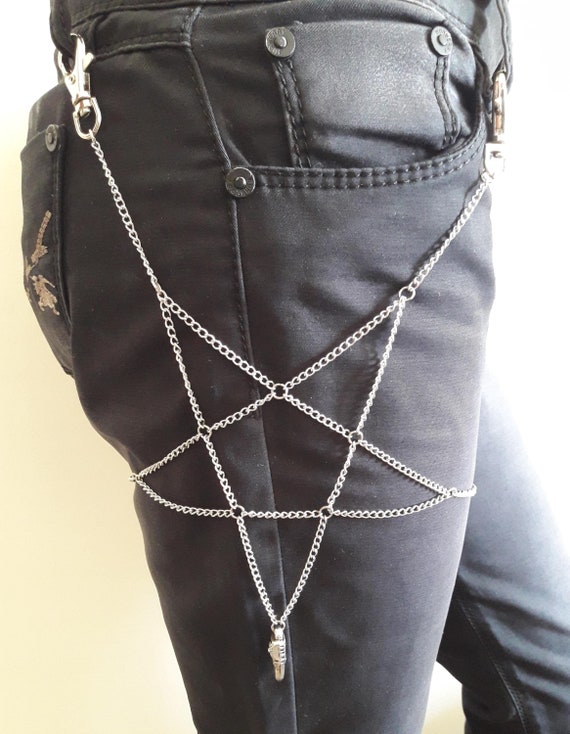 thumbnail image 2 of Gothic Punk Metal Chain Biker Jeans Accessory Gosknor Skull Wallet Chain - 23.6" Gothic Punk Metal Pants Chain With Lobster Clasps Skeleton Biker Accessory 2 of 14