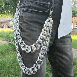 Metal Punk Rock Layered Chain Keychains For Men Women Waist Key Chain Wallet Jeans Hip-hop Pants Belt Chains Jewelry Thick Pants Chain !