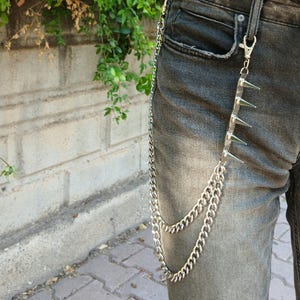Metal Punk Rock Layered Chain Keychains For Men Women Waist Key Chain Wallet Jeans Hip-hop Pants Belt Chains Jewelry Spike Pants Chain !