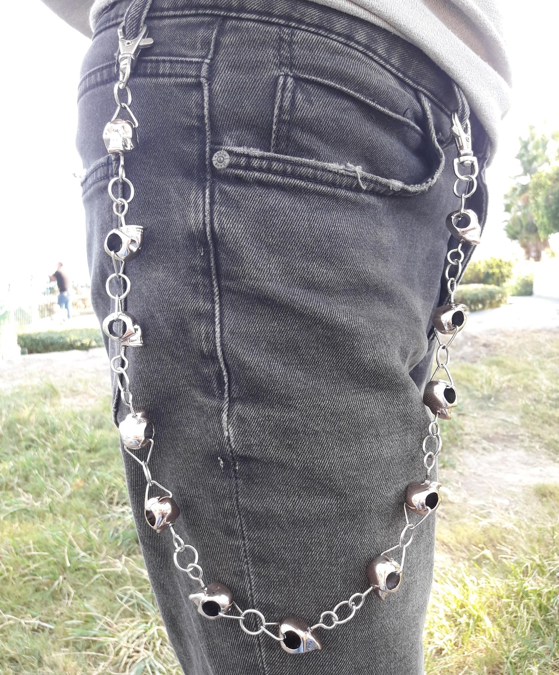 Push-Skull Lace Hem Jersey Pants