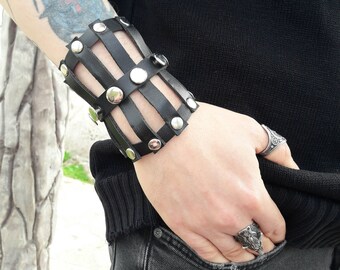 アクセサリー MASTERMIND WORLD / LEATHER BRACELET MASTERMIND 00s Leather Logo Bangle for Men, Eye-catching