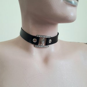 Handmade leather choker High Quality leather with metal Square chokers leather rocker style chokers - Leather Gothic Choker !