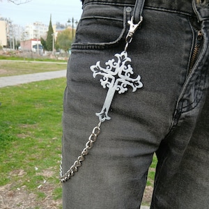 Metal Punk Rock Layered Chain Chaveiros Para Homens Mulheres Cintura Chaveiro Carteira Jeans Hip-hop Calças Cinto Correntes Jóias Calças Cruzadas Corrente