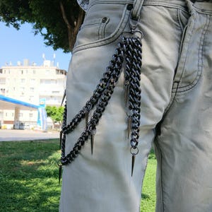 Metal Punk Rock Layered Chain Keychains For Men Women Waist Key Chain Wallet Jeans Hip-hop Pants Belt Chains Jewelry Spike Pants Chain