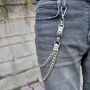 ¡Llaveros de cadena en capas de metal punk rock para hombres y mujeres, llavero de cintura, billetera, pantalones vaqueros, pantalones de hip-hop, cinturones, cadenas, cadena de pantalones con calavera!