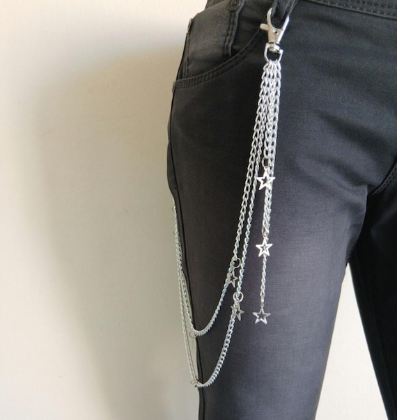 Metal Punk Rock Layered Chain Keychains For Men Women Waist Key Chain Wallet Jeans Hip-hop Pants Belt Chains Jewelry Star Pants Chain