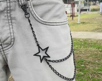 Metal Punk Rock Layered Chain Keychains For Men Women Waist Key Chain Wallet Jeans Hip-hop Pants Belt Chains Jewelry Star Pants Chain !