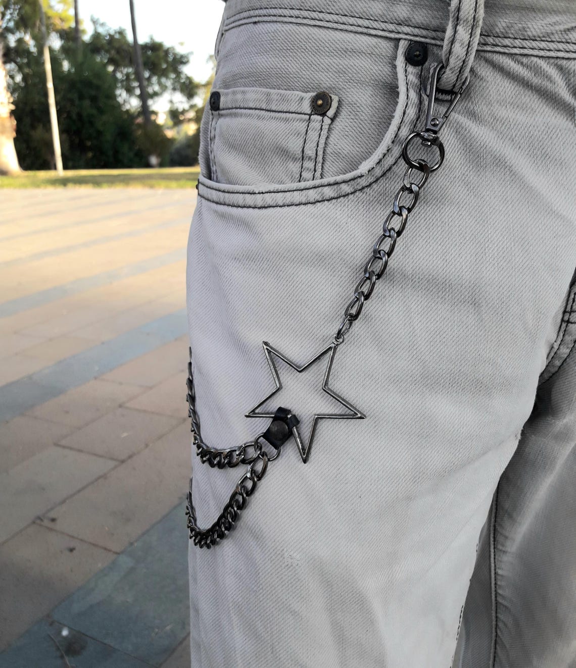 Embroidered Keychains Punk Metal Punk Rock Layered Chain Keychains for Men Women Waist Key Chain ...