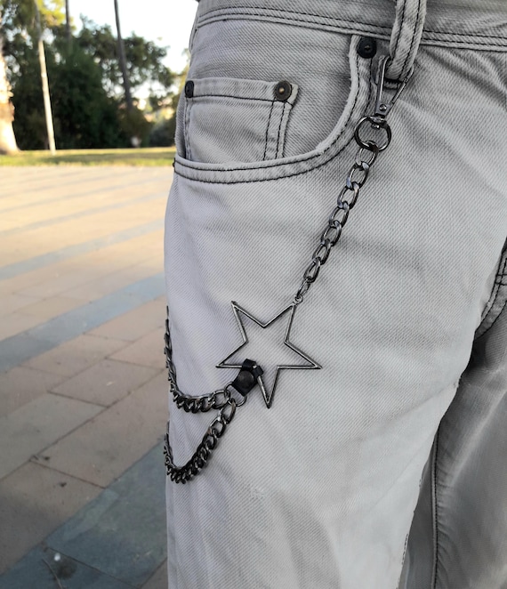 Metal Punk Rock Layered Chain Keychains For Men Women Waist Key Chain Wallet Jeans Hip-hop Pants Belt Chains Jewelry Star Pants Chain !