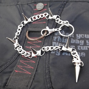 Metal Punk Rock Spike Chain Keychains For Men Women Waist Key Chain Wallet Jeans Hip-hop Pants Belt Chains Jewelry Spiked Bag Chain !