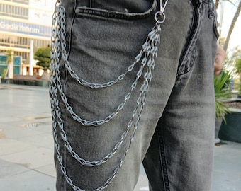 Metal Punk Rock Layered Chain Keychains For Men Women Waist Key Chain Wallet Jeans Hip-hop Pants Belt Chains Jewelry Accessories