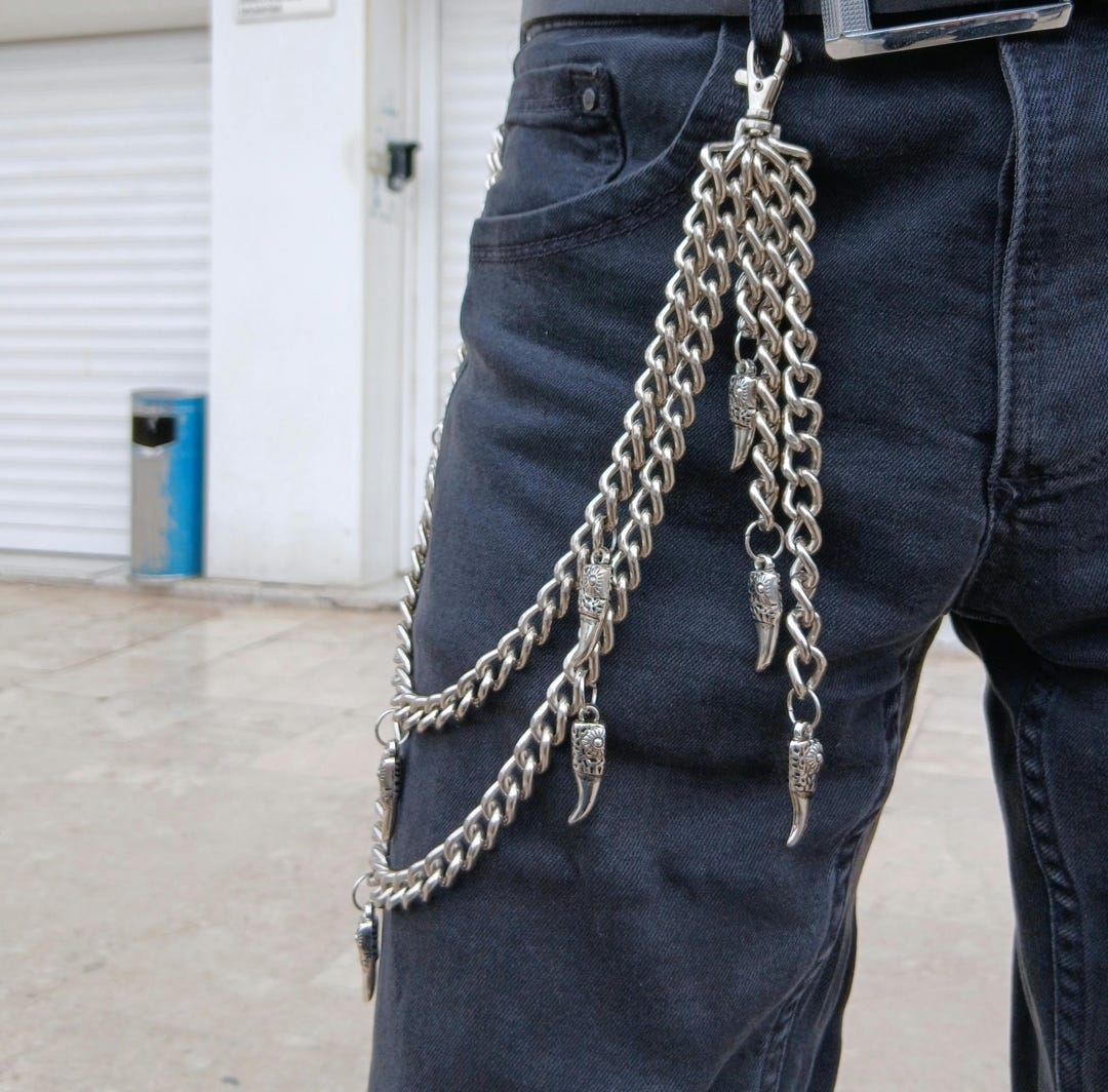 Metal Punk Rock Layered Chain Keychains for Men Women Waist Key Chain ...
