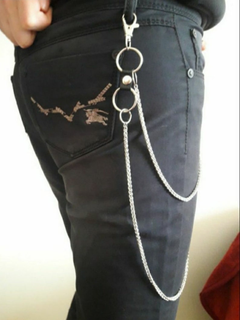 Embroidered Keychains Punk Metal Punk Rock Layered Bullet Chain Keychains for Men Women Waist Key ...
