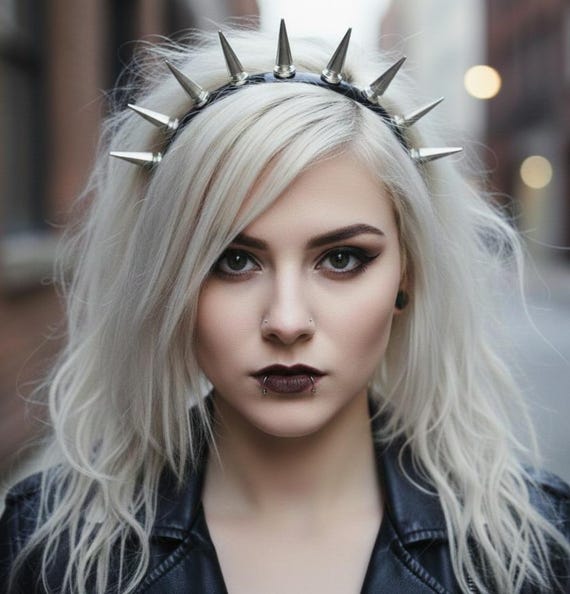 Punk Style Studded Crown - Spike Headband - Headband with Silver Spikes , Studs | punk , goth , Halloween , deathrock , Spike Hair Accessory
