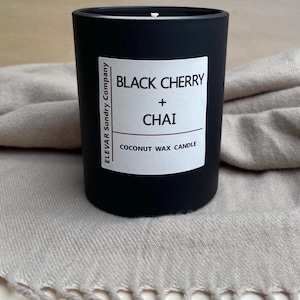 8oz Glass Jar Candle | Coconut Wax | Black Cherry and Chai Scented