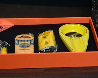 Premium Cigar cutting set with ashtray Available in yellow