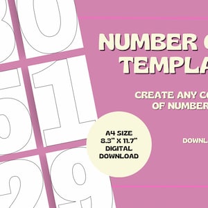 Number Cake Templates, Digital Download, Numbers 0-9