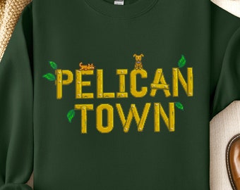Pelican Town Gamer Girl Sweatshirt, Stardew Valley Sweater, Cozy Pixel Art Style Gift for Her, Retro Gaming Hoodie, Cute Gamer Apparel