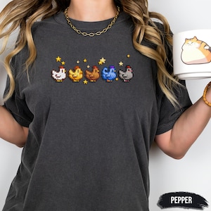 Stardew Valley Chicken shirt, Pixel Chicken Shirt, Comfort Colors Chicken lover gift, Farm animal lover, Video Game  Shirt, Chicken Shirt