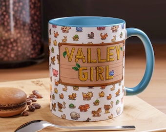 Caneca Valley Girl Stardew Valley, xícara de café com pixel art para garotas gamers, presente retrô para jogos, produtos aconchegantes para fãs de Stardew, presente fofo para gamers