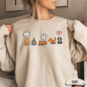 Stardew Valley Cats Sweater, Pixel Art Cat Sweatshirt, Gamer Girl Cozy Top, Retro Gaming Cat Lover Gift, Cute Stardew Valley Merch