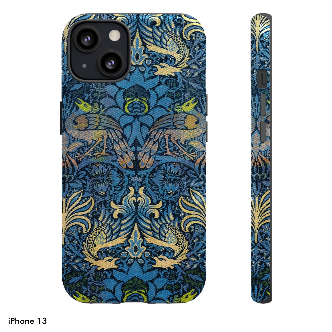 Floral Phone Case Blue Pattern Phone Case Floral Peacock Etsy