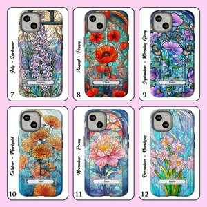 four phone cases with flowers on them
