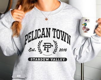 Stardew Valley Pelican Town Logo Sweatshirt, Cozy Gamer Gift, Indie Game Merch, Video Game Clothing, Geek Fashion, Pelican Town Apparel