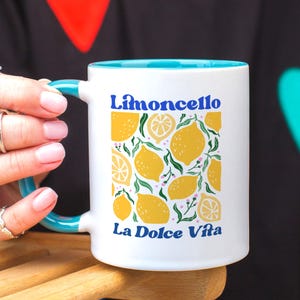 Limoncello Mug, La Dolce Vita Coffee Cup, Italian Lemon Lover Gift, Mediterranean Ceramic Mug, Yellow Kitchen Decor, Italian-Themed Mug