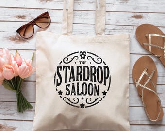Stardrop Saloon Tote Bag Stardew Valley Merch Gamer Gift Cotton Canvas Bag Fandom Accessory Reusable Shopping Bag Geek Gift for Girlfriend