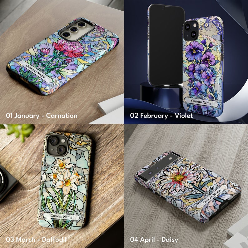 a series of phone cases with flowers on them