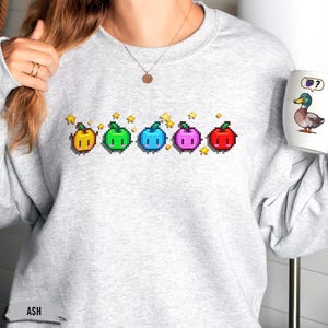 Stardew Valley Junimo Sweater, Pixel Art Gamer Girl Sweatshirt, Cozy Retro Gaming Gift, Cute Stardew Merch, Stardew Valley Apparel