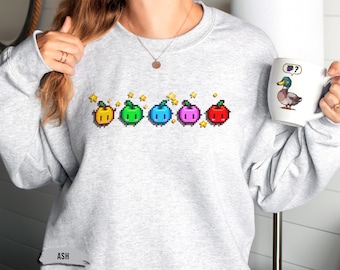 Stardew Valley Junimo Sweater, Pixel Art Gamer Girl Sweatshirt, Cozy Retro Gaming Gift, Cute Stardew Merch, Stardew Valley Apparel