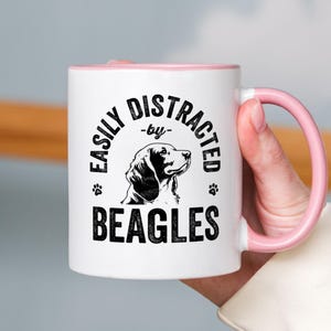 Easily Distracted by Beagles Mug | Beagle Lover Gift | Funny Dog Coffee Mug | Dog Mom Gift | Beagle Mom Mug | Cute Dog Owner Gift