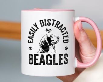 Easily Distracted by Beagles Mug | Beagle Lover Gift | Funny Dog Coffee Mug | Dog Mom Gift | Beagle Mom Mug | Cute Dog Owner Gift