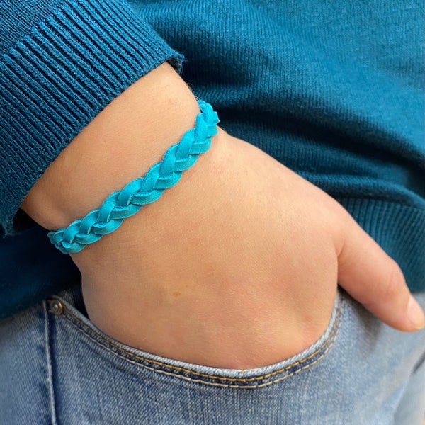 Bracelet Tresse cuir turquoise