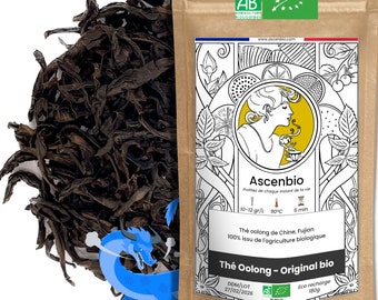 Ascenbio / Thé Oolong Original BIO / Thé Dragon Bleu, semi oxydé / Préparé et conditionné en France / Emballage biodégradable