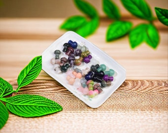 Natural crystal mushroom shaped crystal ornaments colorful hand-held jade non-porous ornaments