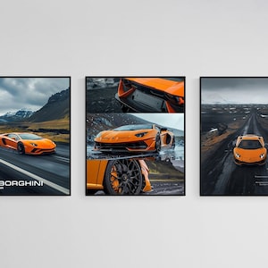 Digital Download of Lamborghini Aventador in Orange, 3 Photo Set | Car Poster | Automotive Art | Digital Wall Art | Digital Design