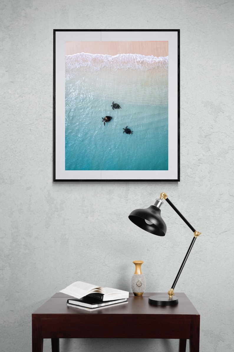 Digital Download Poster of Turtles on the Ningaloo Reef, Western Australia | Wildlife Photography | Sea Turtle Print, Turtle Swimming Print image 2