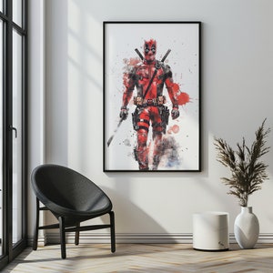 Deadpool Poster Art Watercolor Art Deadpool Poster Superhero Avengers Marvel Art Print Birthday Gifts Boys Room Decor Wall Art image 4