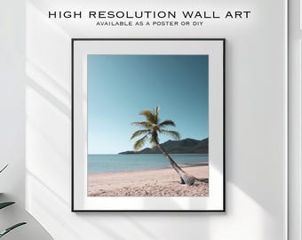 Digitale downloadposter van Cape Gloucester landschap strandfotografie, digitale muurkunst, palmboom print, tropisch strand kunst, Airlie Beach