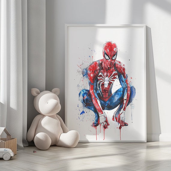 SpiderMan Poster Art Watercolor Art Spider Man Poster Superhero Avengers Marvel Art Print Birthday Gifts Boys Room Decor Wall Art